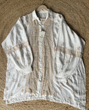 White & Brown Chanderi Silk Chikankari Co-ord Set