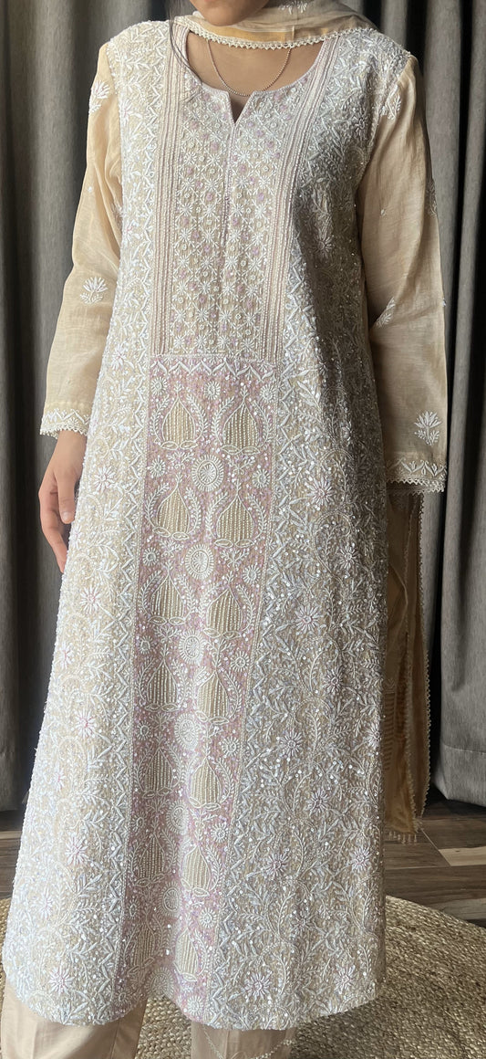 Beige Tissue Suit Set