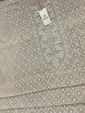 Beige Moonga Silk with Fine Chikankari & Cutdana Men's Kurta Fabric